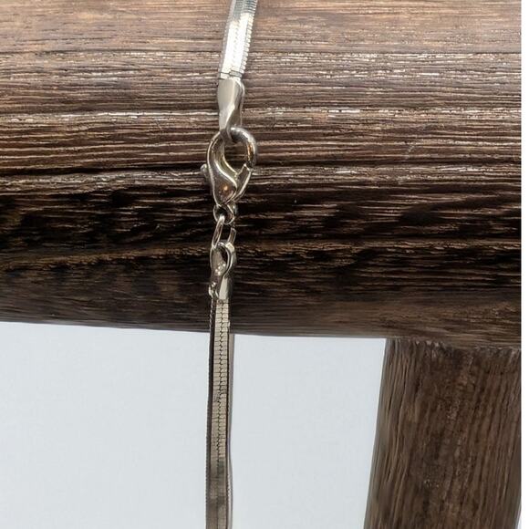 Two Tone Stretch & Silver Tone Herringbone Ankle Bracelets - Picture 6 of 8